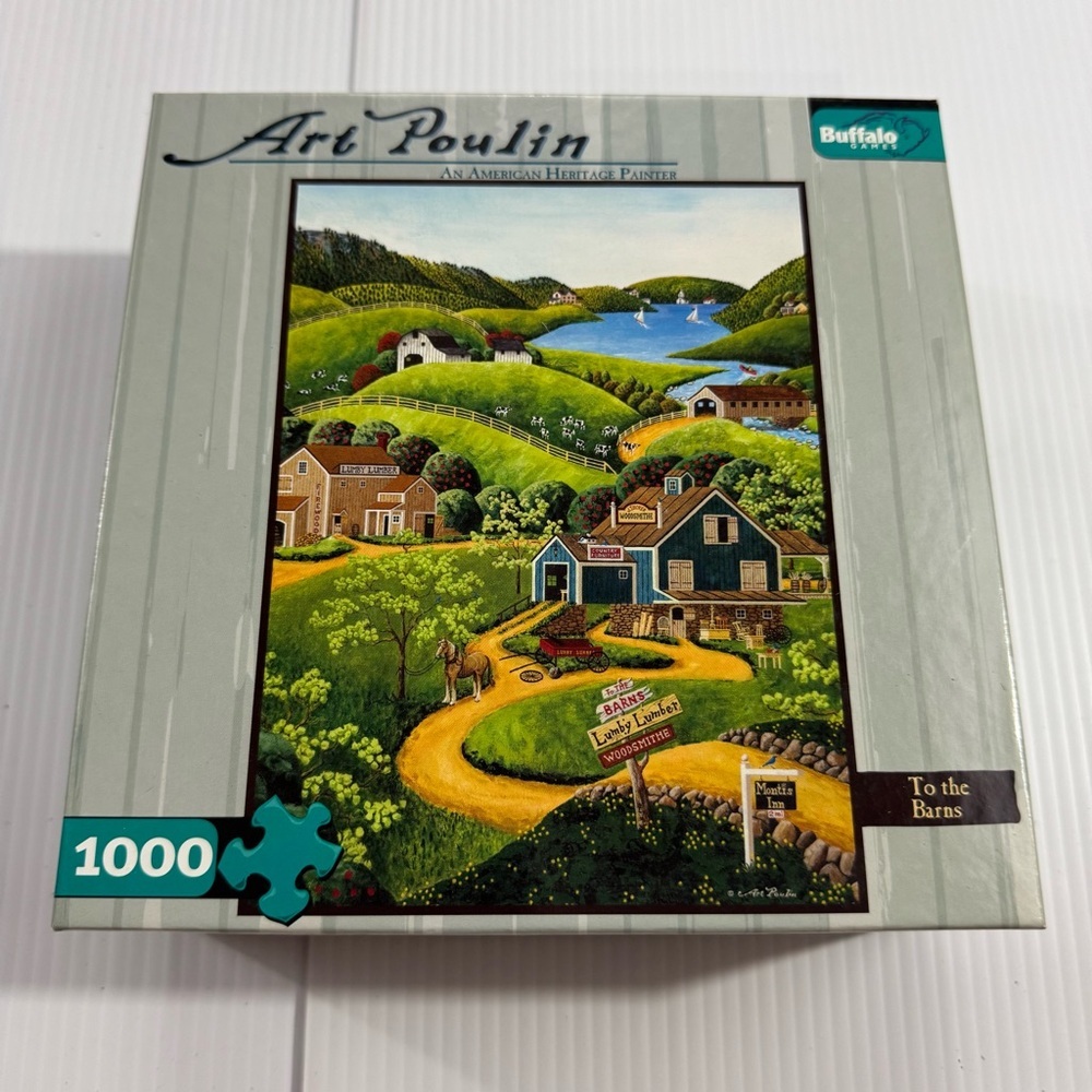 22. Buffalo Games Art Poulin 1000 Piece Puzzle - “To the Barns”